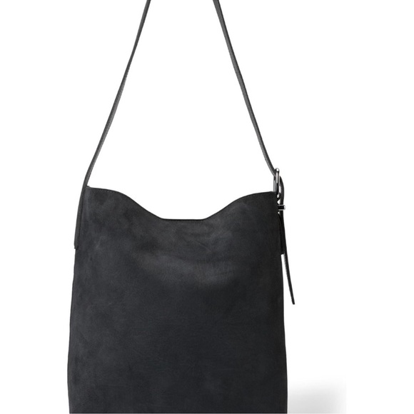 BNWT Madewell Grey Sleek Charcoal Suede Essential Bucket Tote Bag - Picture 3 of 15